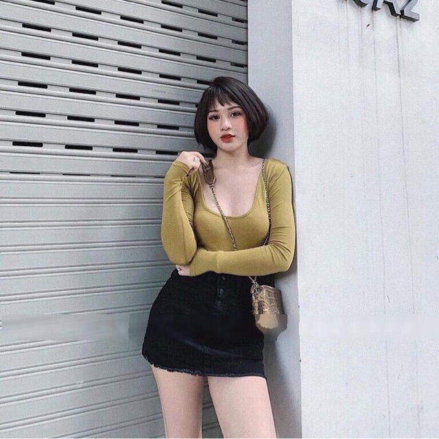 Áo cổ vuông thun giấy L1