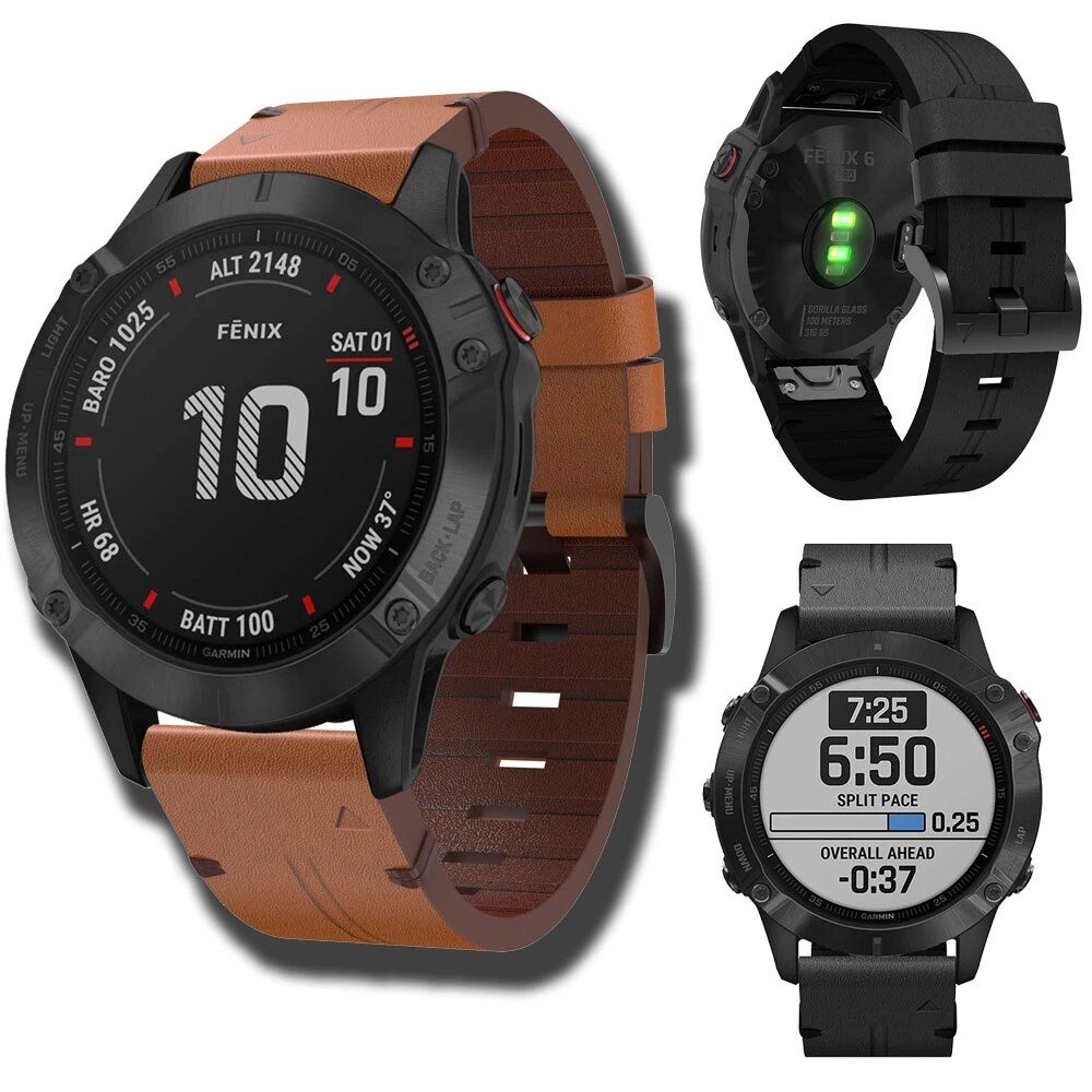 Dây Đeo Bằng Da 20mm 22mm 26mm Cho Garmin Fenix 5/6 Pro Fenix 5s plus Fenix 6X 3HR Forerunner 935/945