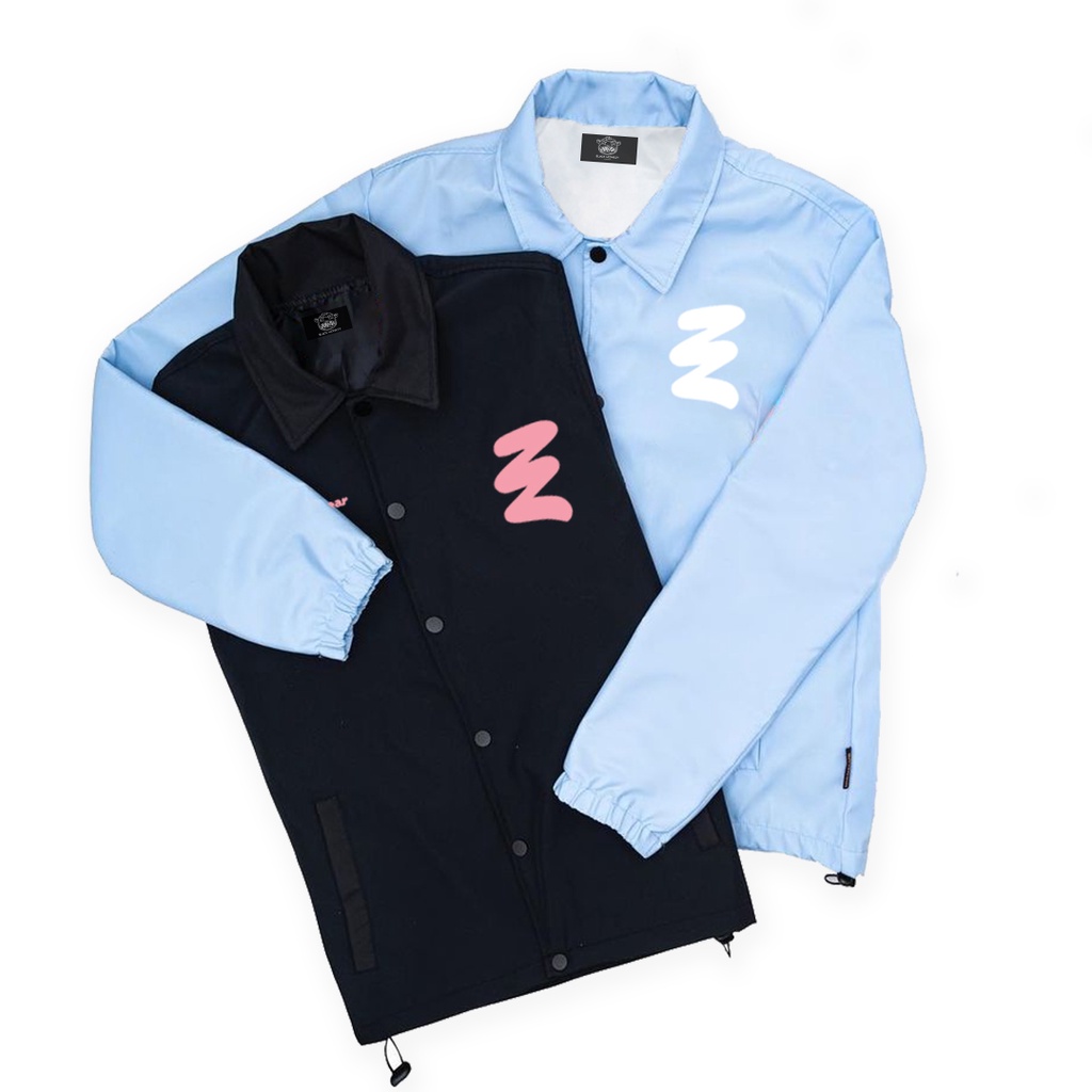 ÁO KHOÁC BIỂU TƯỢNG XANH TRẮNG - BLACK MONKEY LOGO SYMBOLIZED COACH JACKET