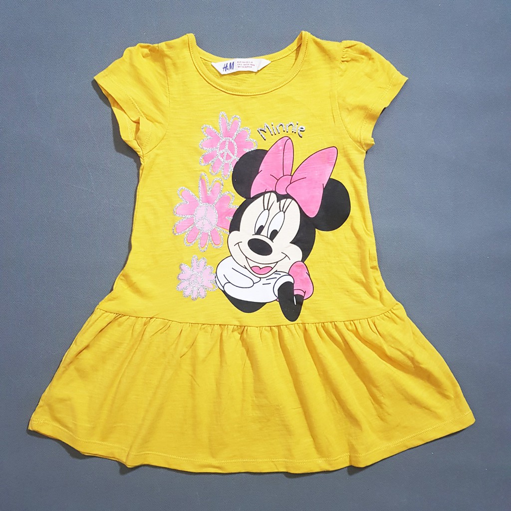 Đầm thun cotton hoạt hình mickey dễ thương bé gái