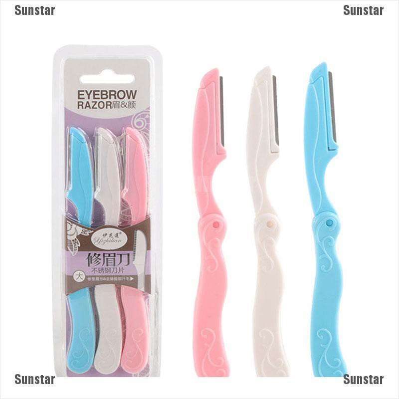 (hàng Mới Về) Set 3 Dao Cạo Định Hình Lông Mày Tiện Dụng Cho Nữ
