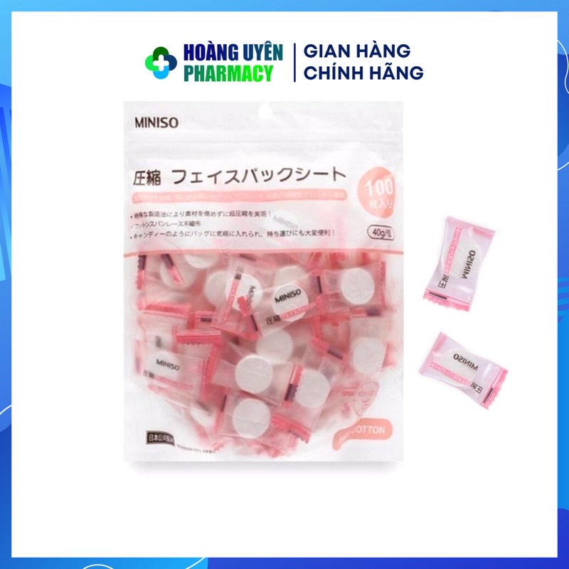 Mặt nạ giấy nén Miniso - Gói 100 viên