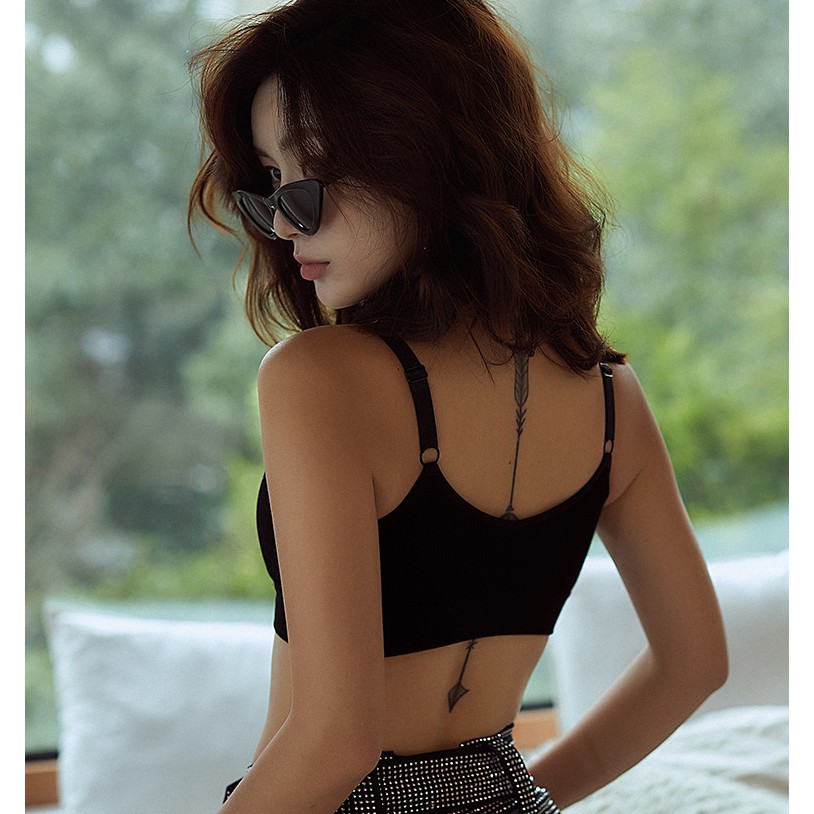 Áo bra gân tăm dây bản to cực xin