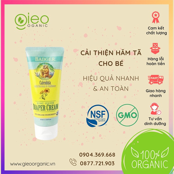 Kem chống hăm tã cho trẻ sơ sinh & em bé BADGER Diaper Cream – 87mL