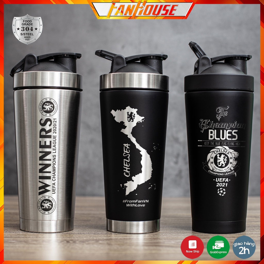Bình giữ nhiệt Chelsea 850ml bình nước thể thao Fan House cao cấp, chất liệu inox 304 giữ nhiệt 24h nóng lạnh