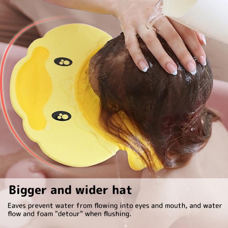 [Hàng mới về] Mũ gội đầu bằng silicon dẻo 2 trong 1 có thể điều chỉnh chống nước cho bé
