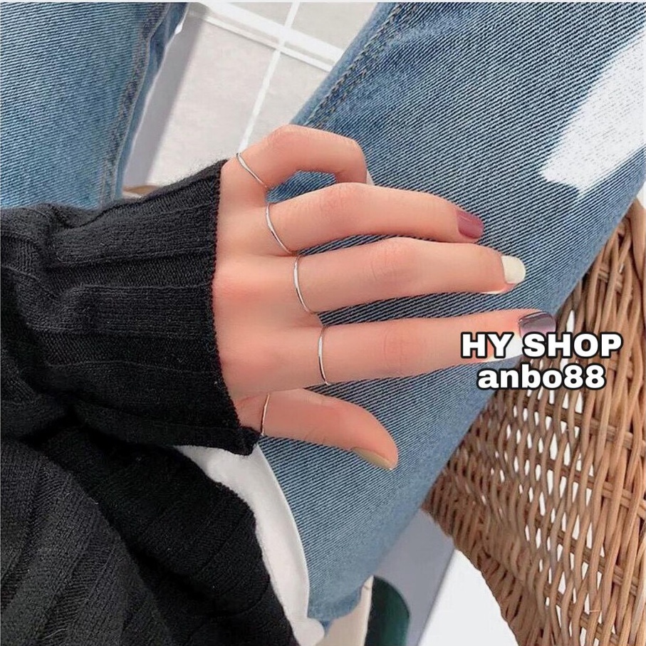 Nhẫn titan trơn cho nam và nữ không gỉ không đen unisex bts