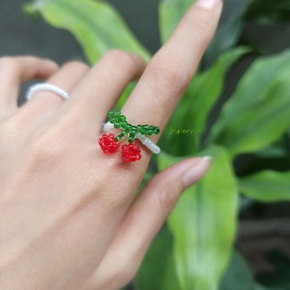 Nhẫn Nữ Cherry Hạt Cườm 2mm Co Giãn