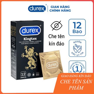 bao cao su durex KINGTEX ⚡ SALE⚡ ÔM SÁT cho cảm giác chân thật nhất hộp 12 chiếc