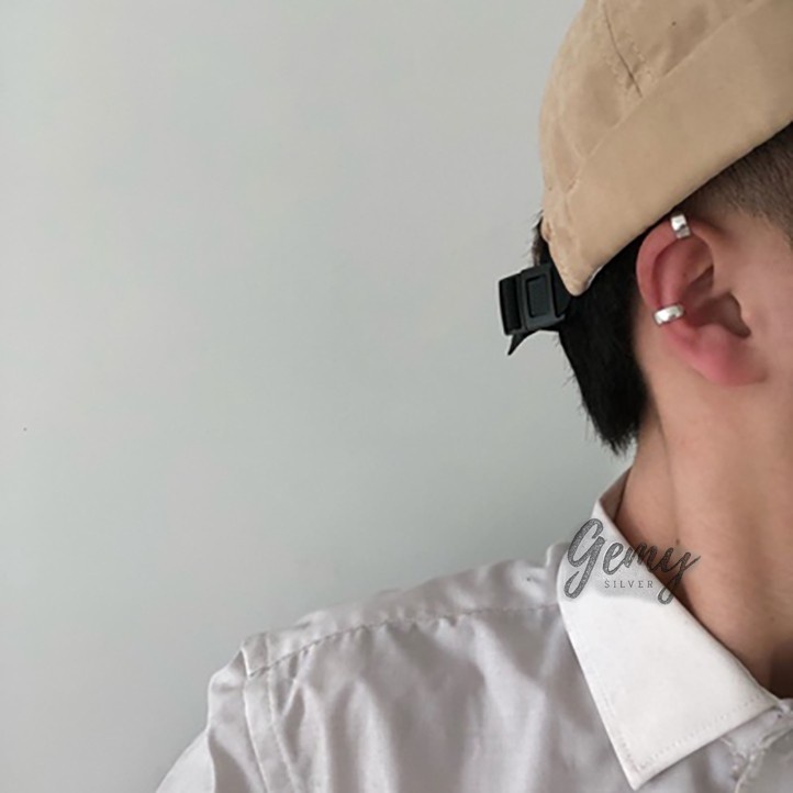 Khuyên tai nam không cần bấm lỗ bạc set kẹp vành nữ unisex Retro (1 chiếc) | GEMY SILVER K81