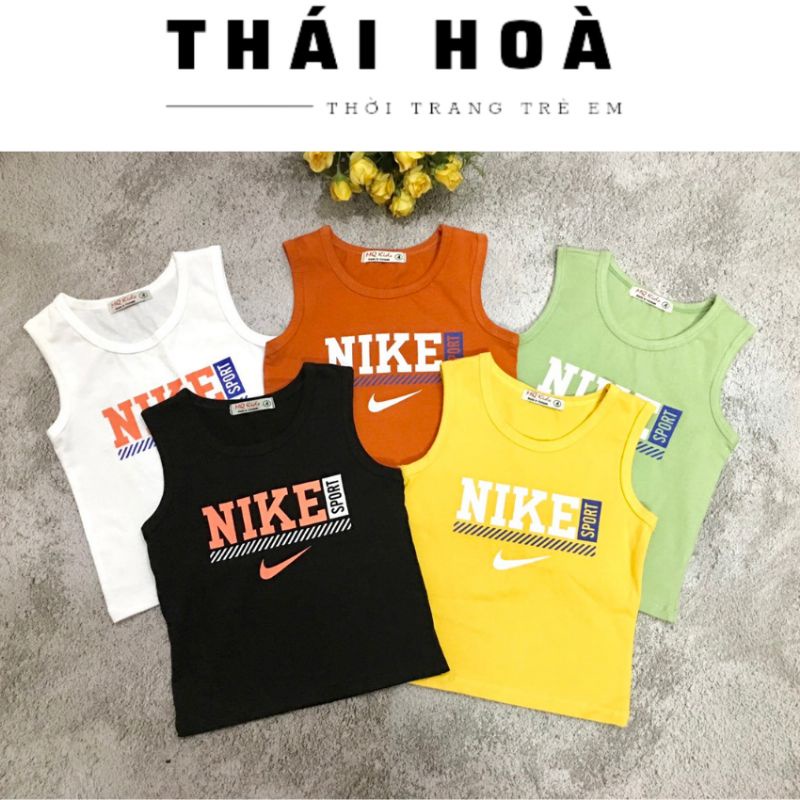 Áo thun cotton ba lỗ cho bé trai, kiểu dáng sát nách cho bé 1 tuổi đến 5 tuổi