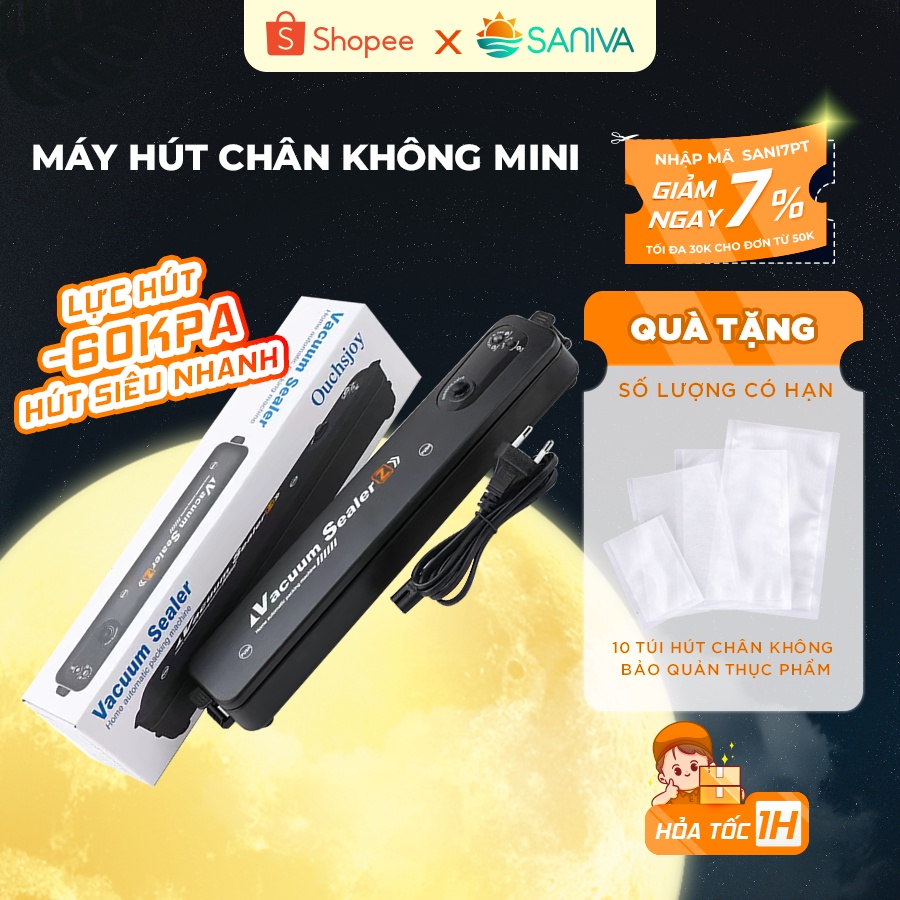 Máy Hút Chân Không Mini Bảo Quản Thực Phẩm Tự Hàn Miệng Túi Chất Liệu Cao Cấp Vacuum Sealer Dễ Dàng Sử Dụng