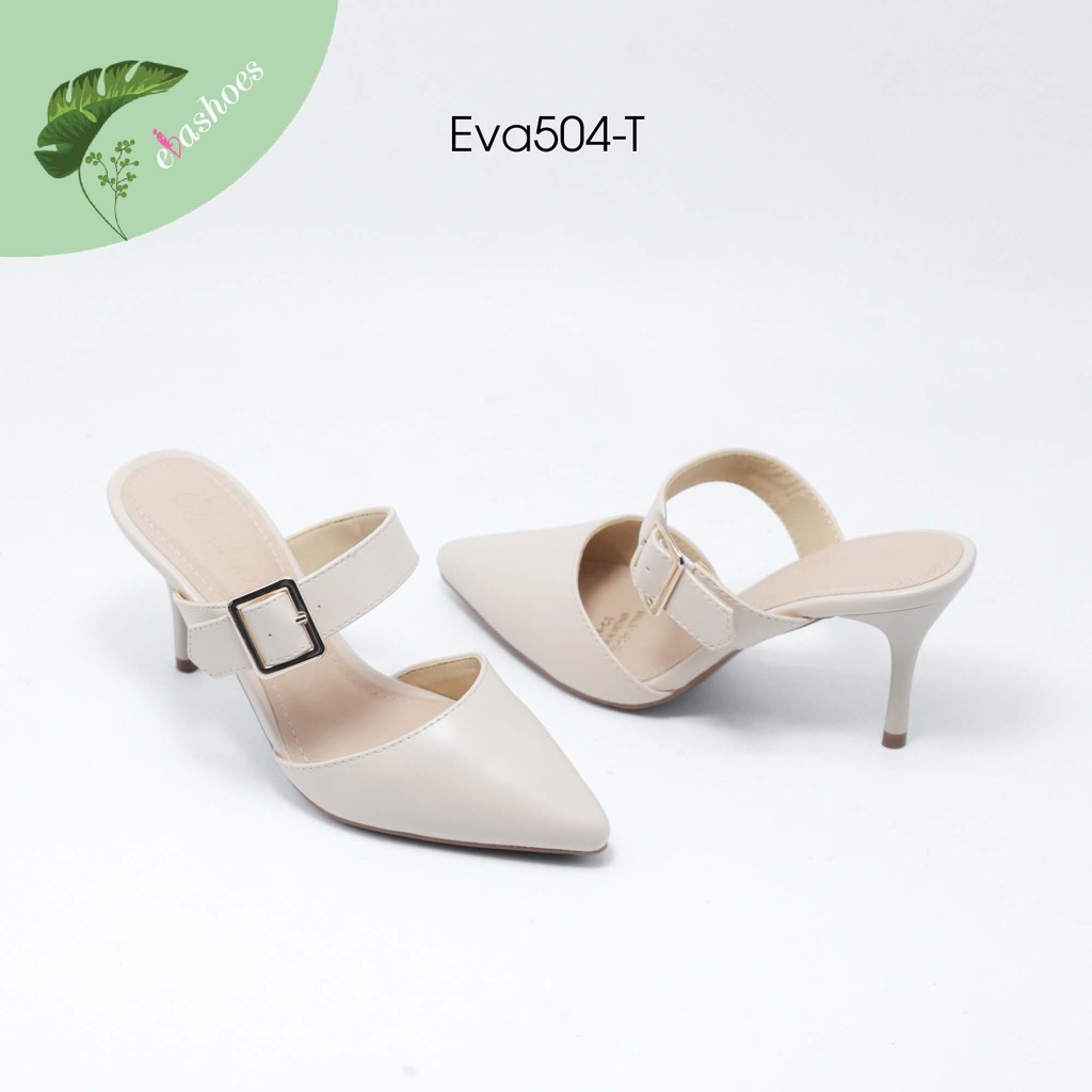 [Mã FAMALLT5 giảm 15% đơn 150k] Dép Bít Mũi Đế Nhọn Da PU 7cm Evashoes - Eva504-T