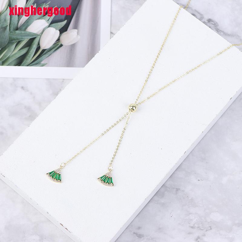 Vòng Cổ Choker Mặt Đá Pha Lê Trắng Xanh Cổ Điển