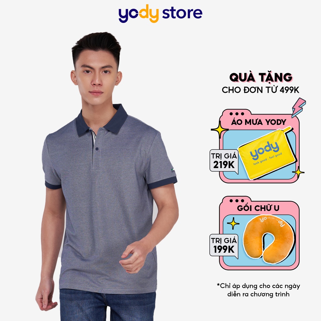 Áo polo YODY nam mắt chim melang áo phông có cổ phối nẹp co giãn tốt APM5183