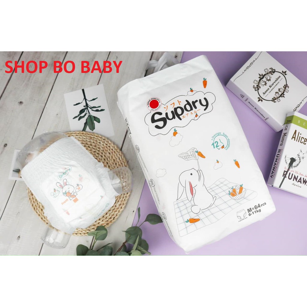 Tã/Bỉm SUPDRY dán/quần size S72/M66/L60/M64/L58/XL52/XXL50/XXXL46 (có tem phụ)