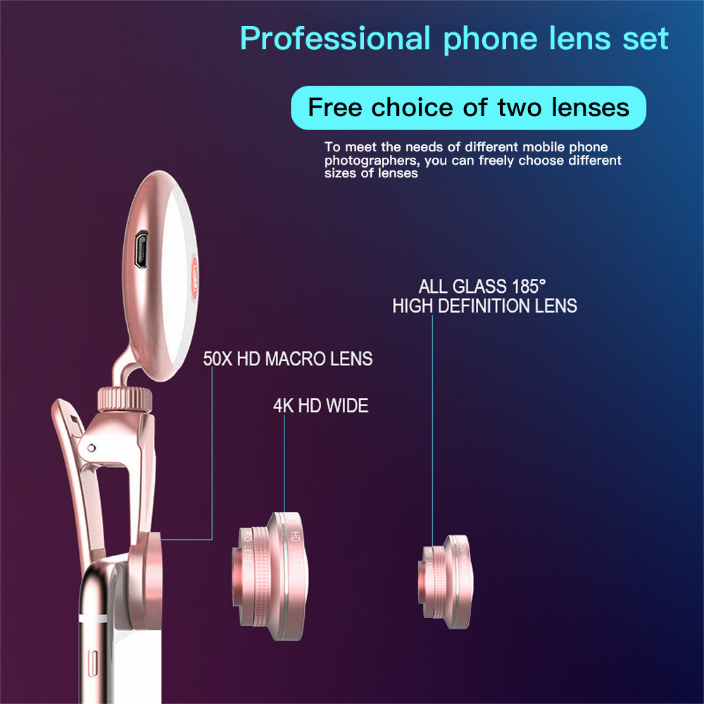 Đèn Flash Hỗ Trợ Chụp Ảnh Selfie Rk19S Xoay 360 Độ Cho Iphone Android