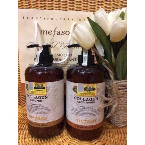 Cặp Dầu Gội Và Dầu Xả Collagen Mefaso 850ML - gội xả Collagen Argan Mefaso