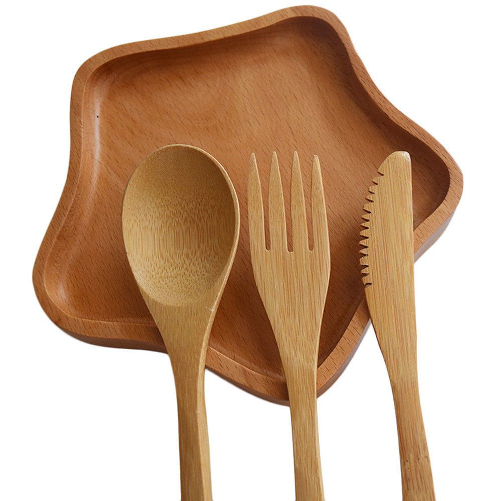 Bộ muỗng nĩa dao bằng gỗ tre tiện dụng
