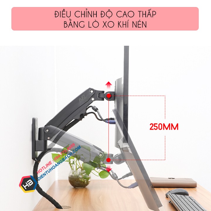 Giá Treo Màn Hình NB F425 24 - 35 Inch - Arm Màn Hình Gắn Tường Xoay 360 Độ - Điều Chỉnh Độ Cao Thấp