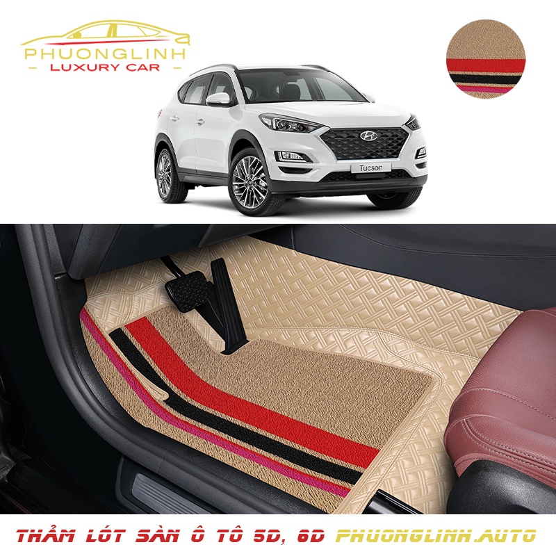 Thảm lót sàn ô tô 6D cao cấp Hyundai Tucson 2015-2021 da Pu thiết kế sang trọng, không mùi, chống ồn