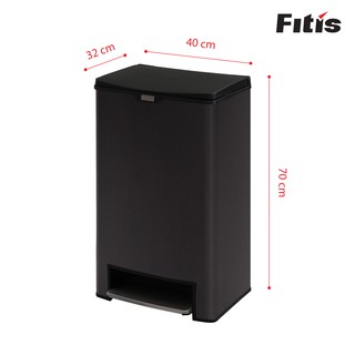 THÙNG RÁC FITIS MEGA ĐẠP - 40L - ĐEN SPL2-903 (sử dụng túi rác size XL)