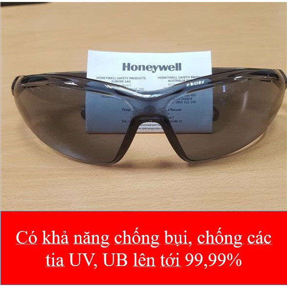 Kính bảo hộ Honeywell (Mỹ) ngăn 99,99% tia UV. Kính đi đường ngăn gió bụi, ngăn đọng sương, che kín và bảo vệ mắt