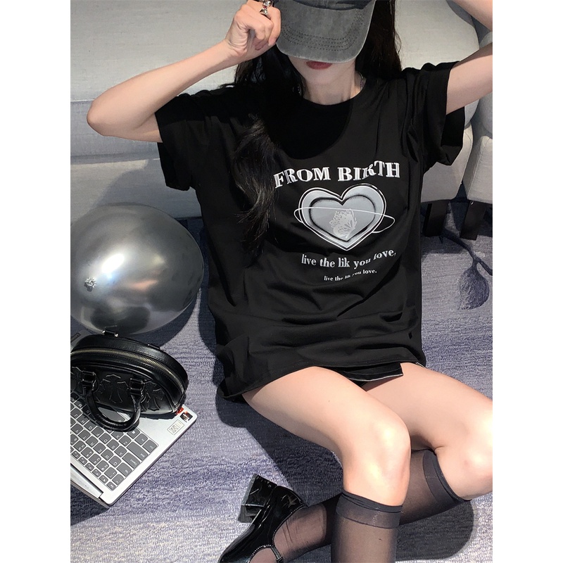 Áo Thun cotton Tay Ngắn Cổ Tròn Thời Trang Phong Cách Hàn Quốc Cho Nữ