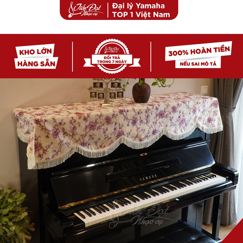 Khăn Phủ Đàn Piano Vải Thô Cao Cấp Thêu Hoa Anh Đào Thanh Lịch, Sang Trọng KU-17