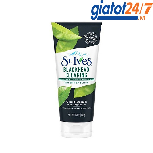 [DATE CUỐI THÁNG 6/2021] Sữa Rửa Mặt ST.IVES Blackhead Clearing Green Tea & Bamboo Scrub 170gr - Trà Xanh