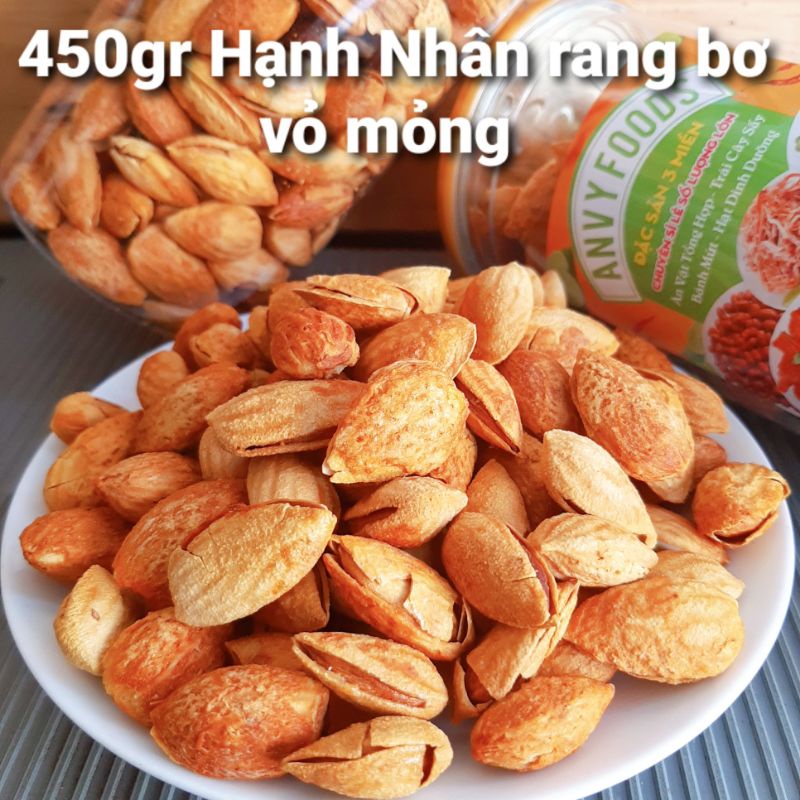 450gr Hạt hạnh nhân rang bơ vỏ mỏng