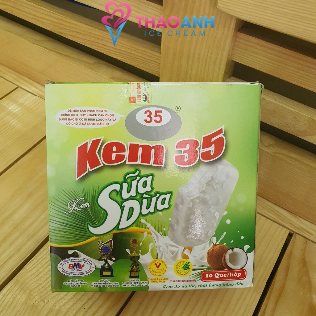 Kem Tràng Tiền 35 - Hộp 10 que kem sữa dừa [Hà Nội - Giao nhanh 30 phút Nowship & Grab] - Thảo Anh Ice Cream