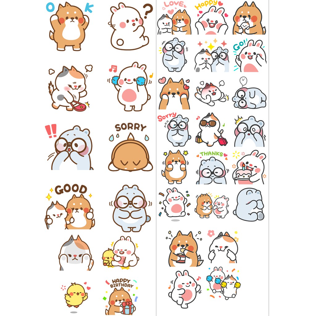 sticker tonton SI5 hình dán dễ thương trang trí dán sổ dán điện thoại 1 tờ 7*19,5cm bullet journal