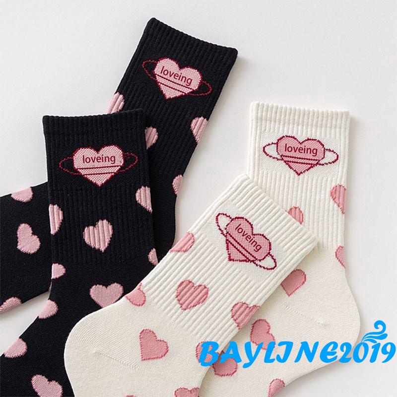 Vớ cổ cao in hình trái tim dễ thương phong cách Nhật Bản cho nữ