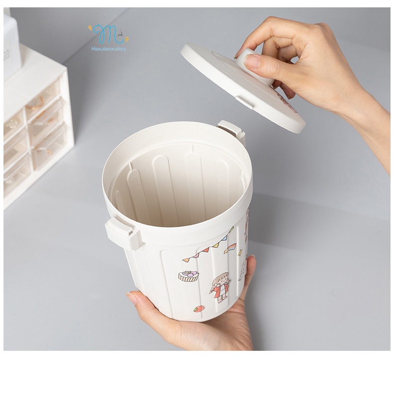 Thùng rác mini/thùng đựng văn phòng phẩm có tặng sticker