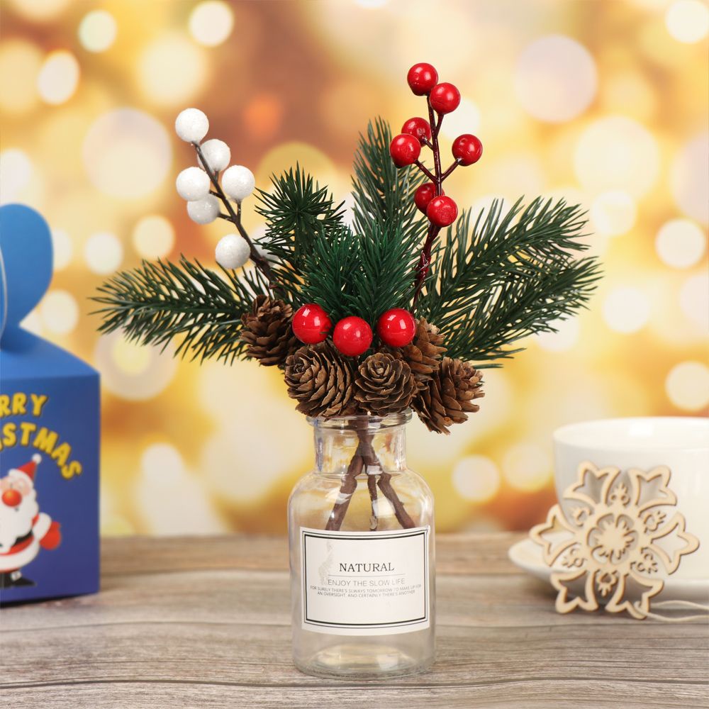 1 nhánh thông giáng sinh nhân tạo màu đỏ dùng trang trí DIY