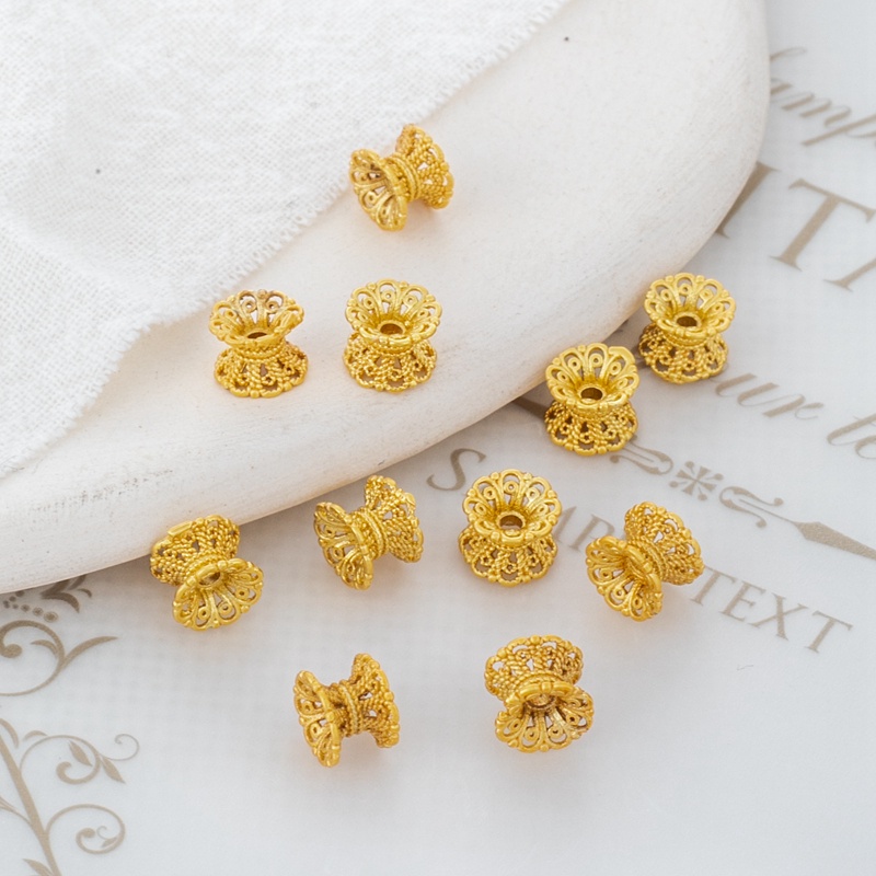 Set 10 Hạt Xâu Chuỗi Hai Mặt Màu Vàng Đồng 18K Kích Thước 5 * 6mm Dùng Làm Đồ Trang Sức Thủ Công