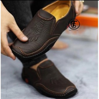 [ SALE 50% ] Giày Lười Nam Cao Cấp, giày mọi nam da bò thật in vân cá sấu siêu đẹp, mẫu hot nhất năm