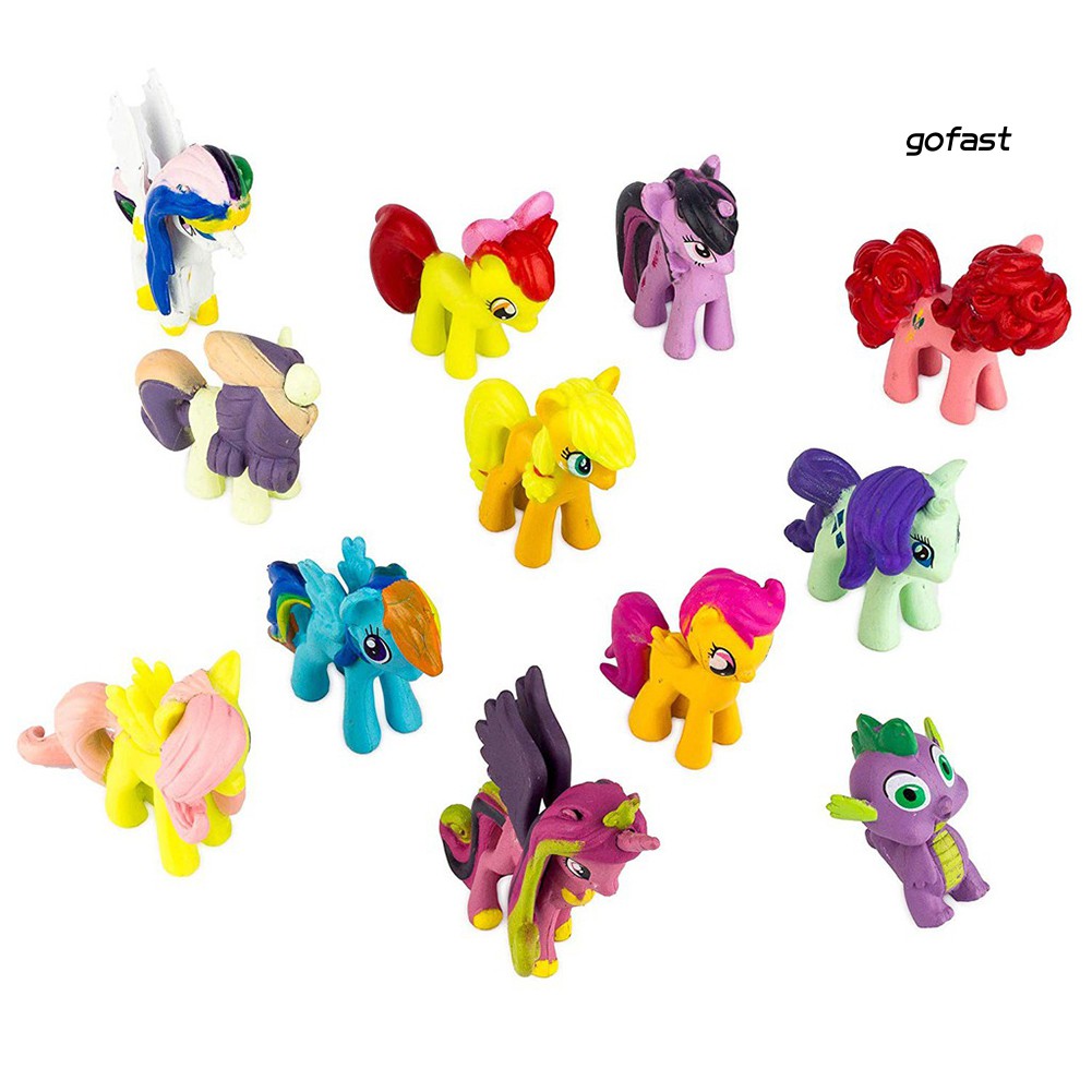 MY LITTLE PONY Bộ 12 Tượng Nhựa Pvc Hình Con Ngựa Pony