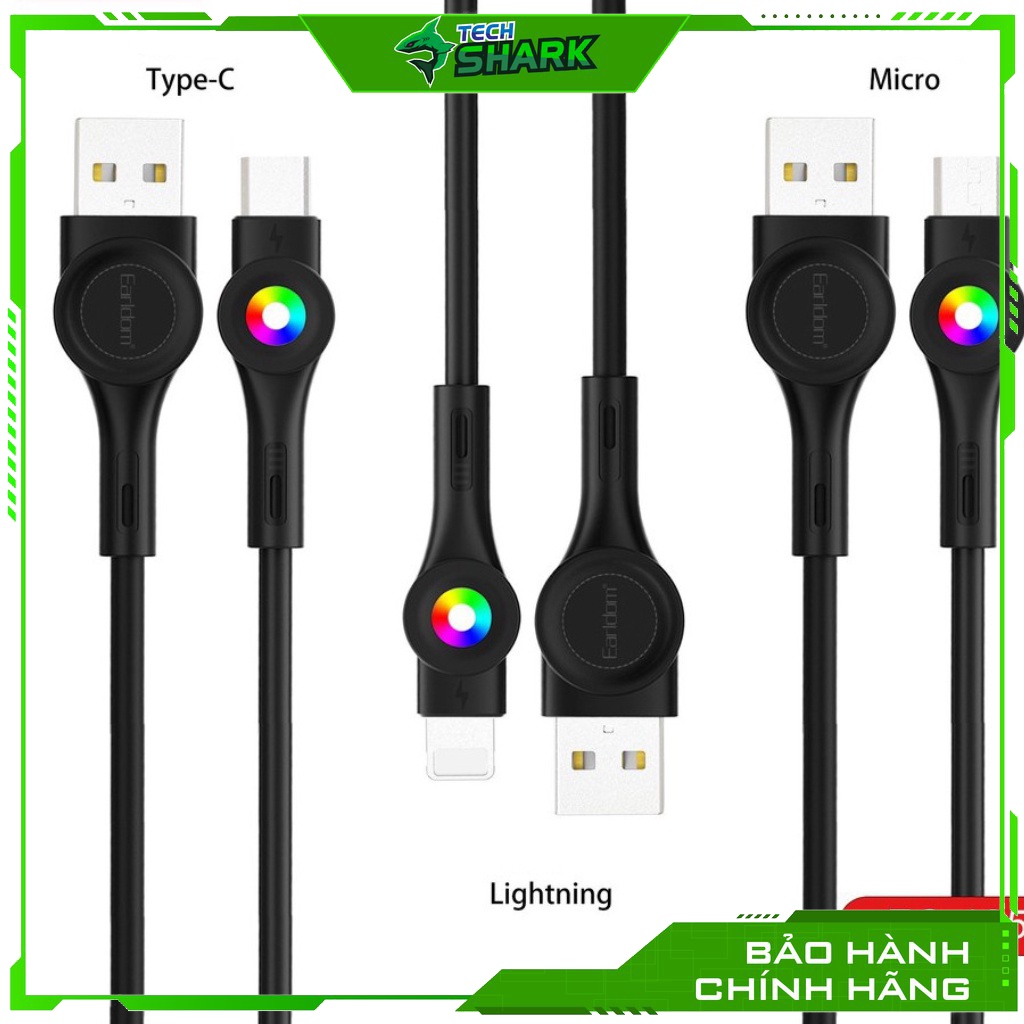 Cáp Sạc Nhanh 3A Có Đèn Led EC - 135, cáp nhựa chính hãng cao cấp