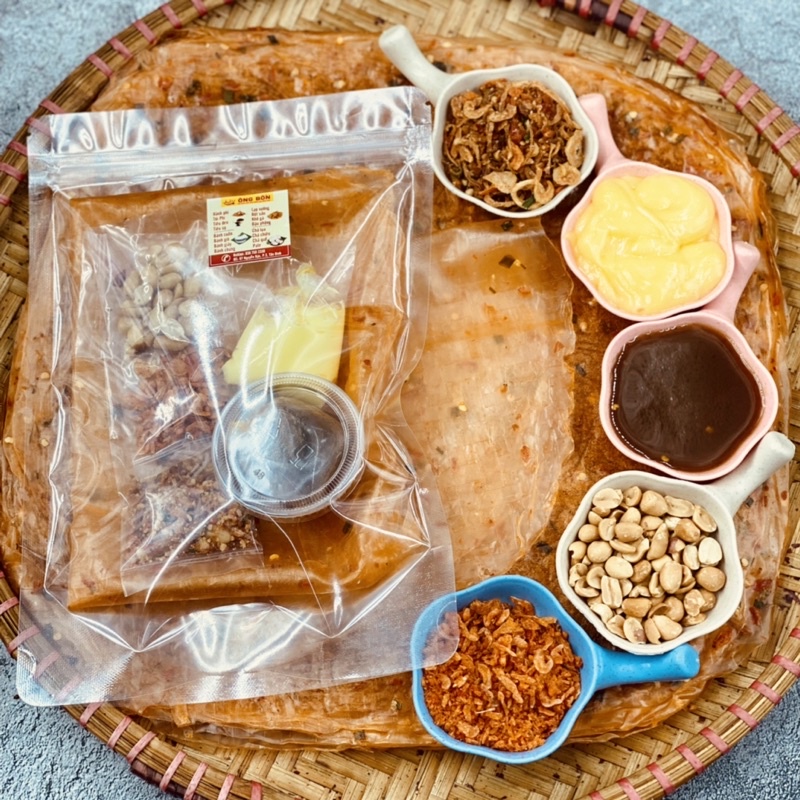 Bánh Tráng Bơ Me ÔNG BỐN - Muối Tôm Hành Phi, Lạc Đỏ, Tép Sấy, Mắm Me, Bơ Trứng