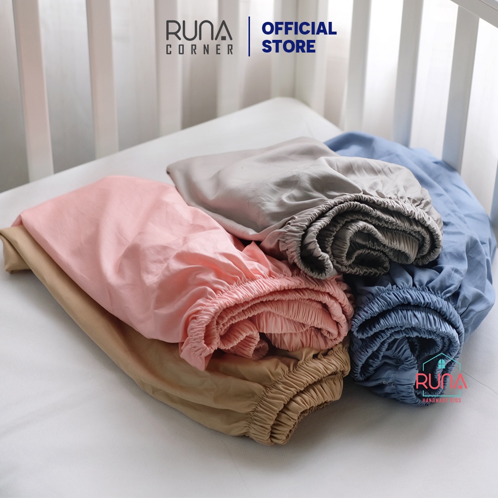 Ga Trải Giường Chất Liệu Cotton Satin Kích Thước 1M6X2M RUNA CORNER Cao Cấp Mềm Mại Màu Trơn Bo Thun