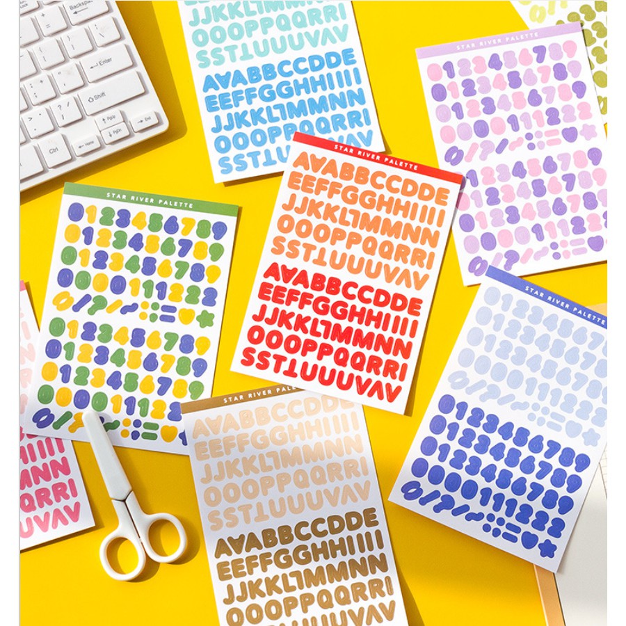 Sticker nhãn dán chữ cái Star River Palette - ALT160