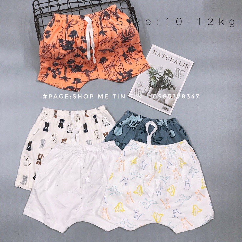 SET đùi 5c cotton- cho bé (10-12kg màu như hình) cam-trắng-khủng long