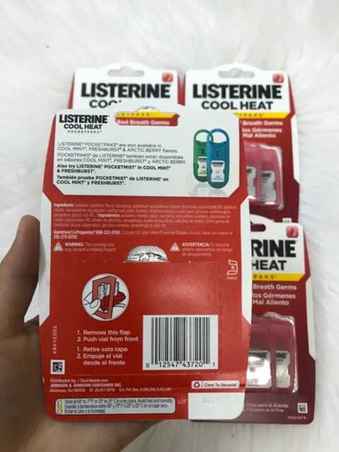 Miếng ngậm thơm miệng Listerine Pocketpaks Cool Heat 72 miếng (Vị quế)