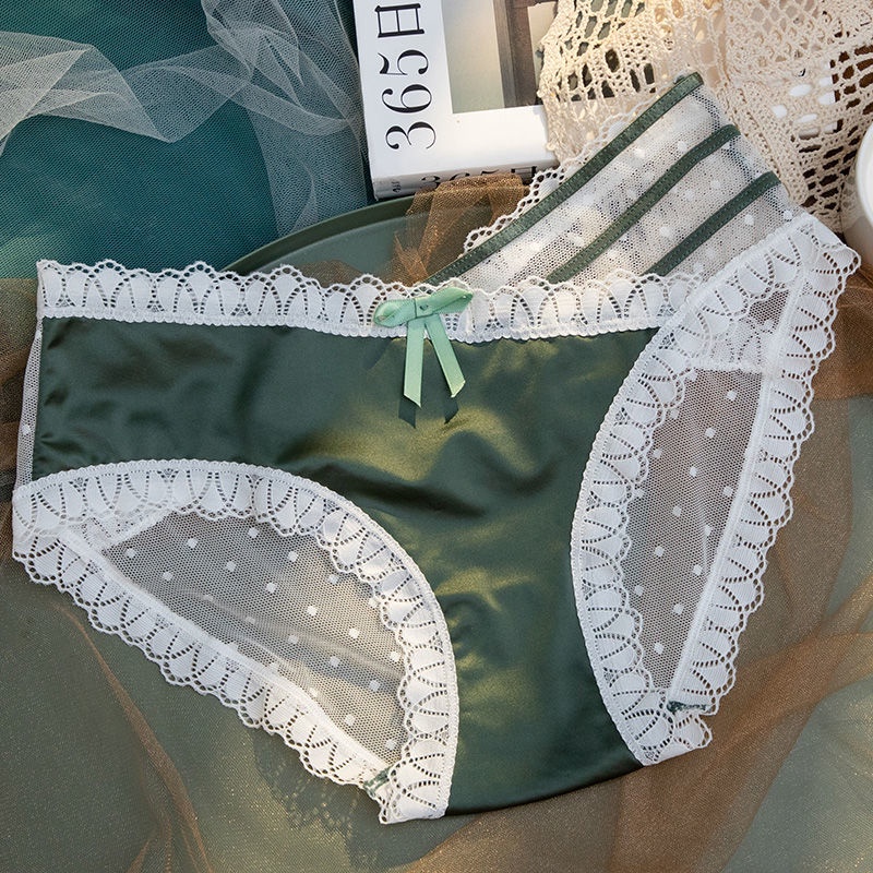 Quần Lót cotton Phối Ren Siêu Mỏng Lưng Thấp Không Đường May Kháng Khuẩn Thoải Mái Cho Nữ