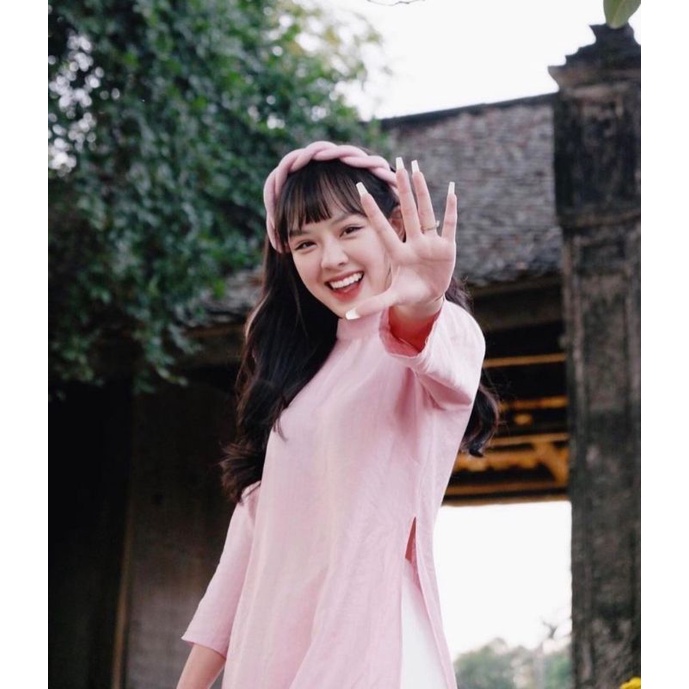 SET ÁO DÀI HỒNG CHÂN VÁY TRẮNG