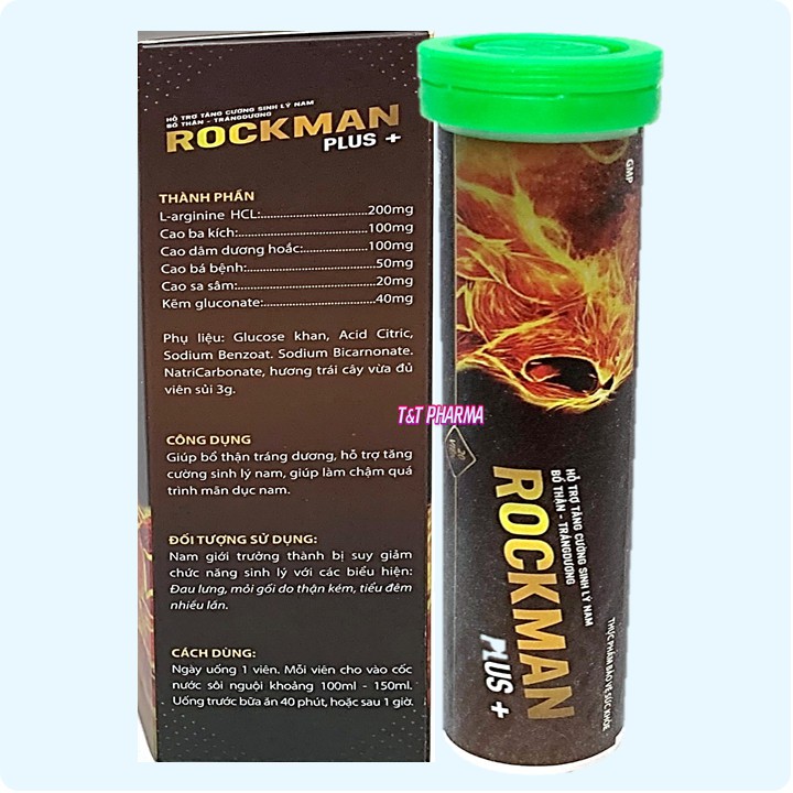 [Tuýp 20 viên]  Viên Sủi Tăng Cường SInh Lý RockMan Plus-  tăng cường chức năng sinh lý nam,bổ thận,tráng dương