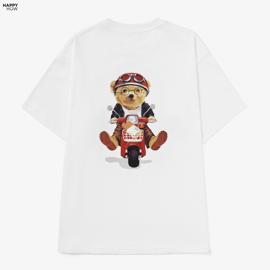 Áo thun unisex TRAVELBEAR vải cotton dệt kim sợi đôi, form oversize, trẻ trung, năng động - HAPPYHOW