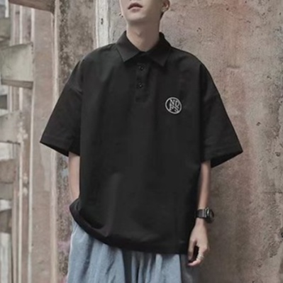 Áo Thun Polo Màu Trơn Dáng Rộng Phong Cách Hàn Quốc Thời Trang Cho Nam